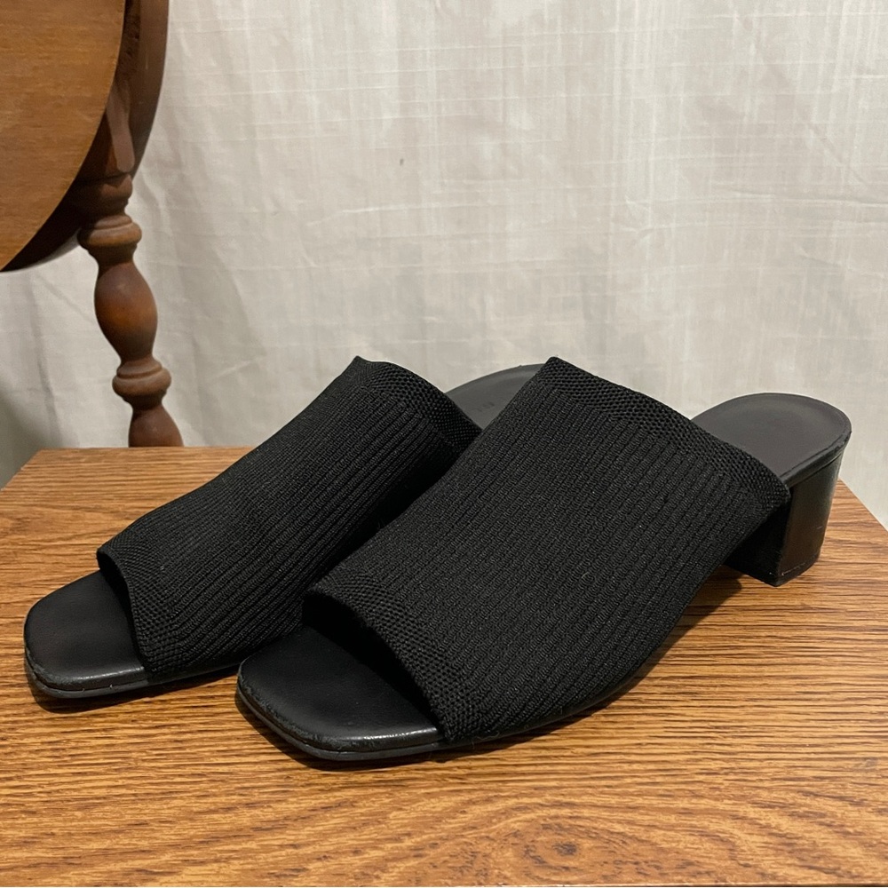 Everlane Black Knit Mules, Size 8.5